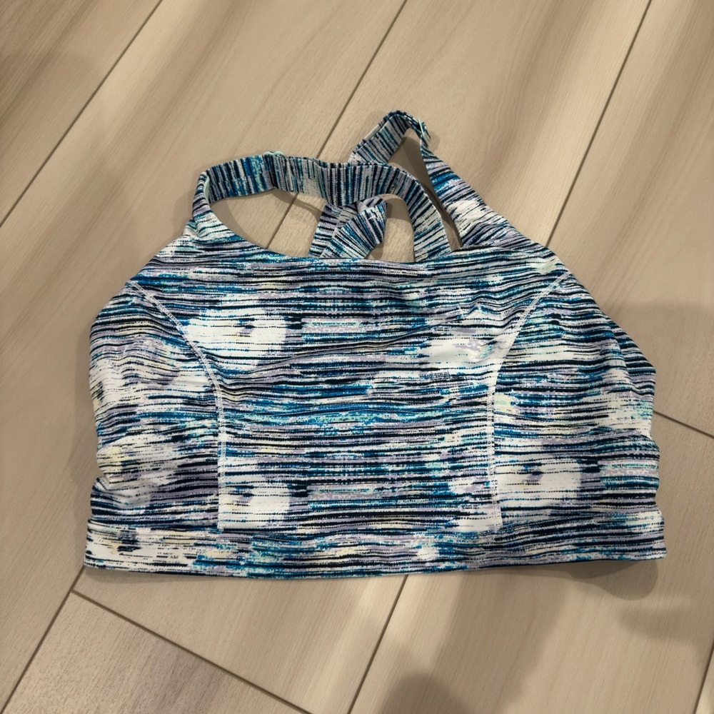 lululemon athletica long line Blue Striped Bra